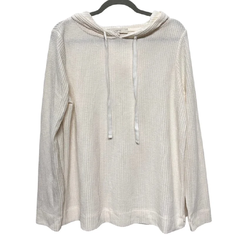 Sweatshirt Hoodie By Loft In Ivory, Size: L