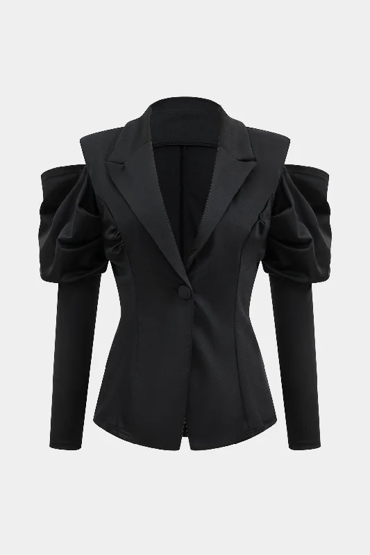 Cut Out Notched Lapel Blazer