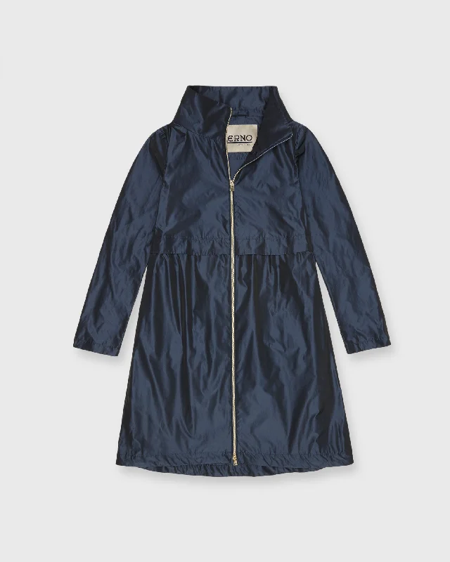 Midi Jacket with Removable Hood in New Blu