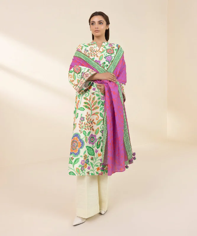 3 Piece - Printed Khaddar Suit