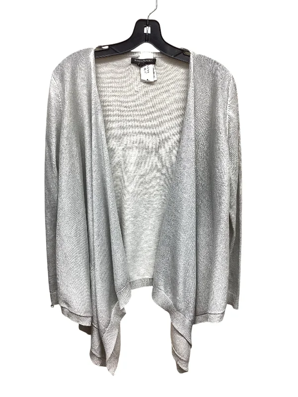 Sweater Cardigan By Banana Republic In Silver, Size: M