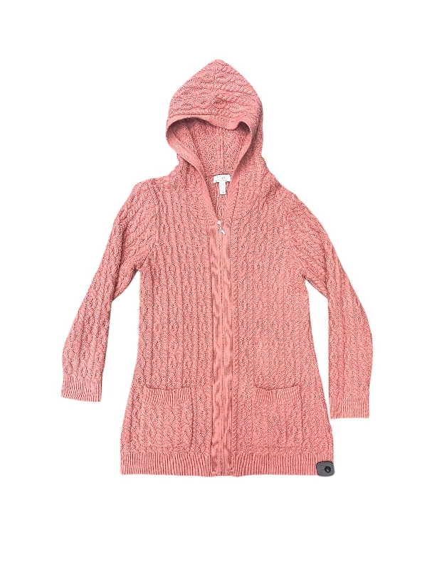 Sweater Cardigan By Denim And Company In Pink, Size: L