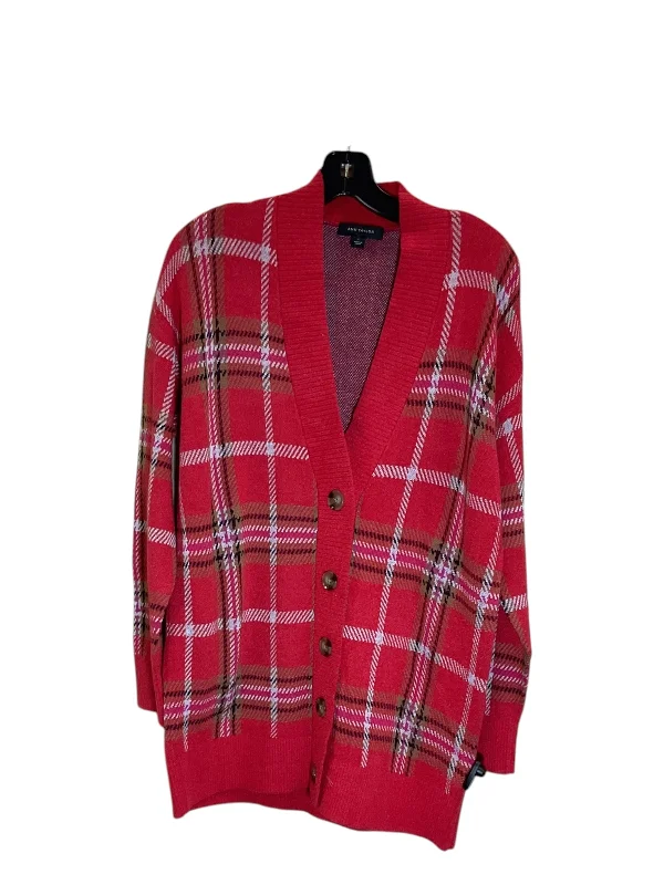 Sweater Cardigan By Ann Taylor In Red, Size: L