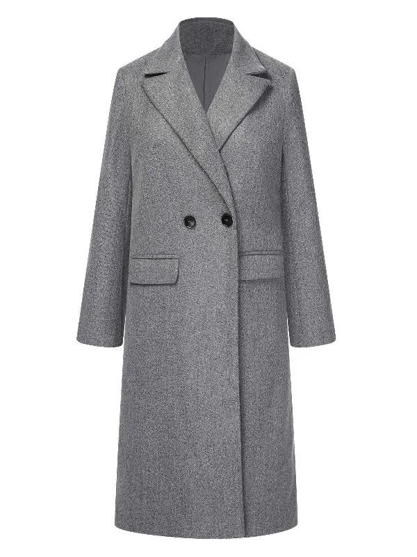 Gray 1960s Over Knee Lapel Coat