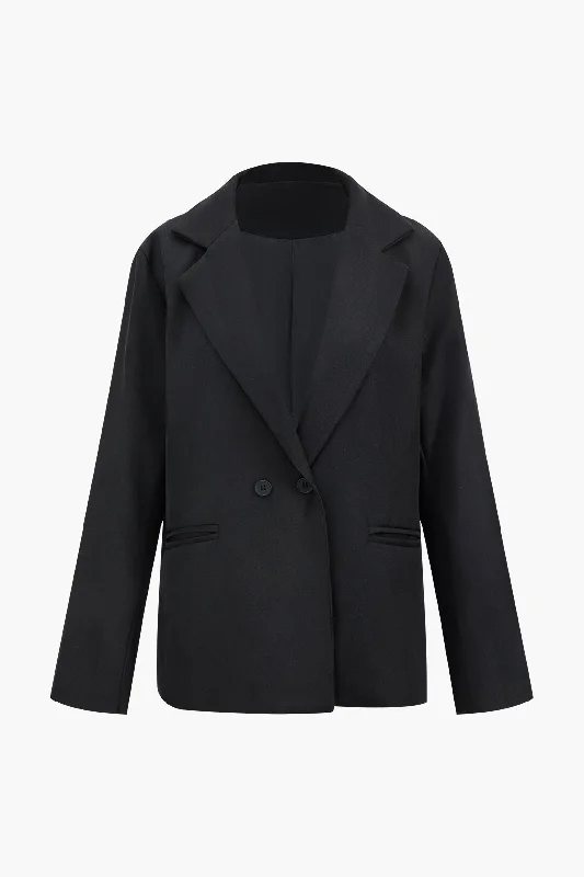 Solid Notched Lapel Blazer