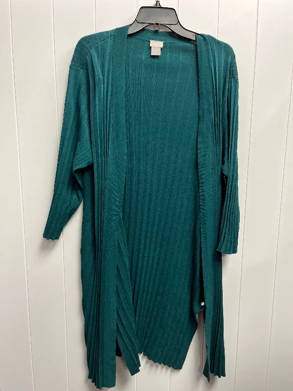 Sweater Cardigan By Chicos In Green, Size: Xlp