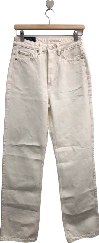 Weekday Off-White Extra High Straight Jeans UK W27" LENGTH 30"