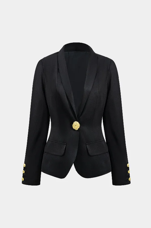 Metal Button V-neck Blazer