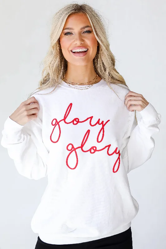 White Glory Glory Script Sweatshirt