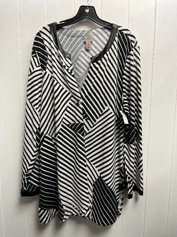 Cardigan By Chicos In Black & White, Size: Xl