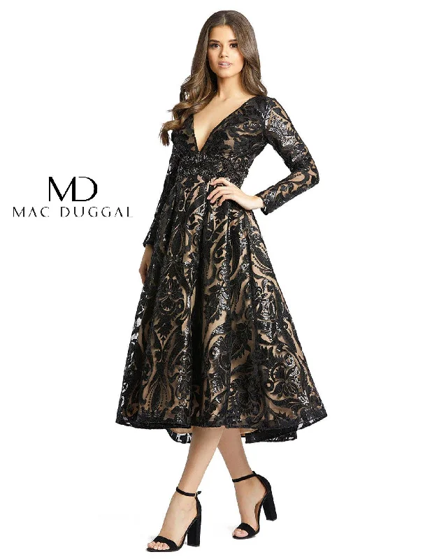 Mac Duggal 67529 Short Long Sleeve Sequins Dress