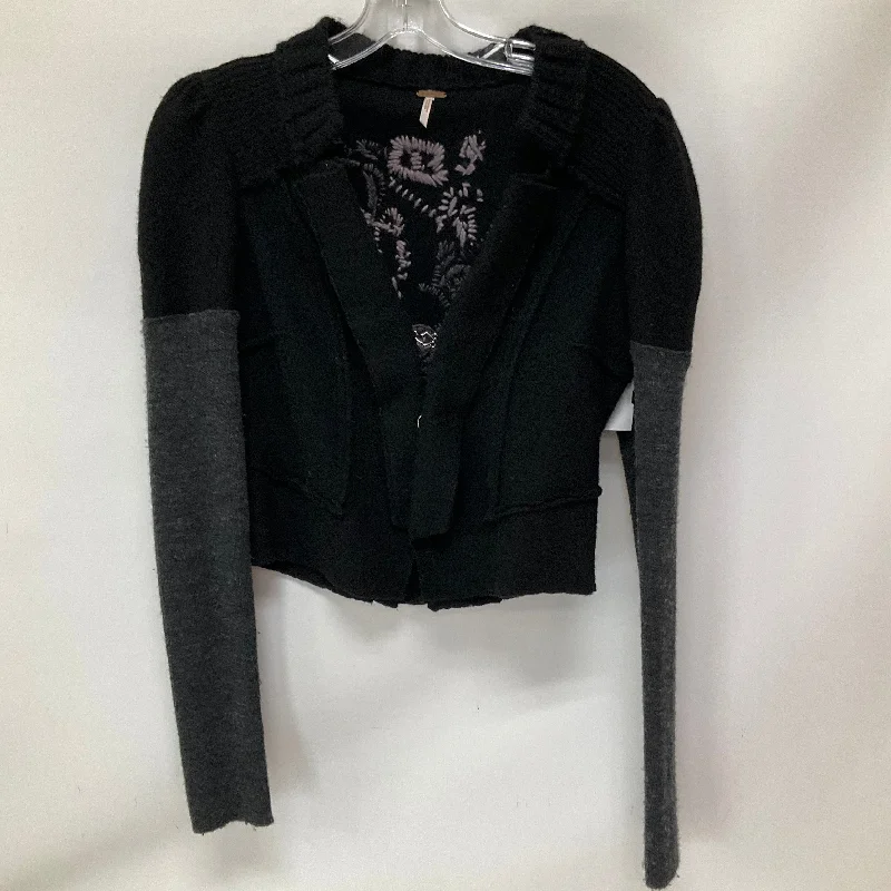 Sweater Cardigan By Free People In Black & Grey, Size: Xs