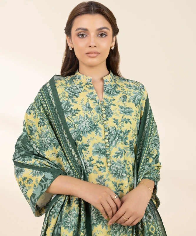 3 Piece - Printed Khaddar Suit