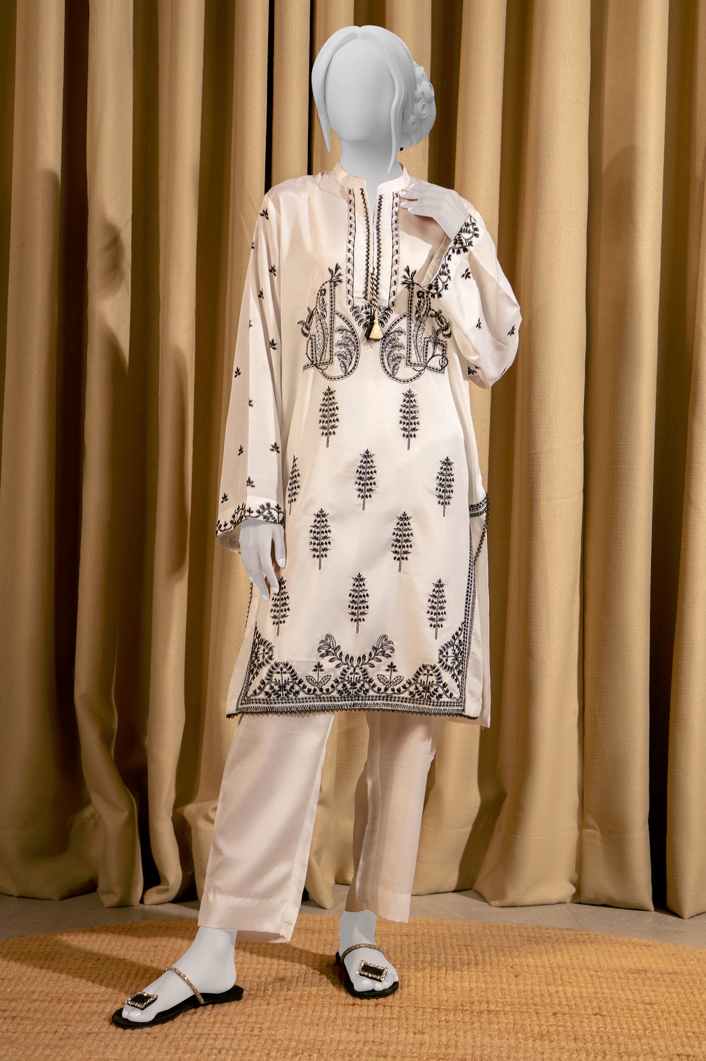 White Embroidered 2PC