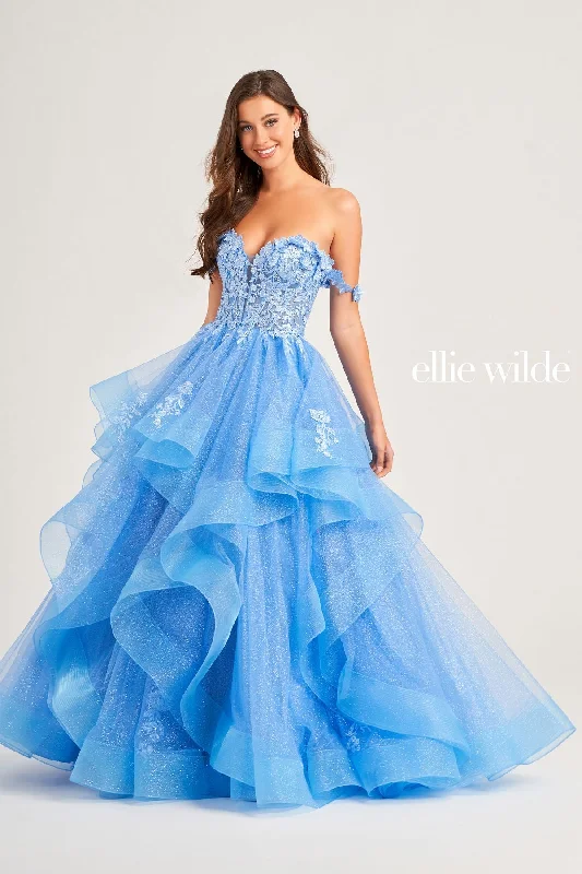 Ellie Wilde EW35084 Glitter Long Ball Gown Prom Dress