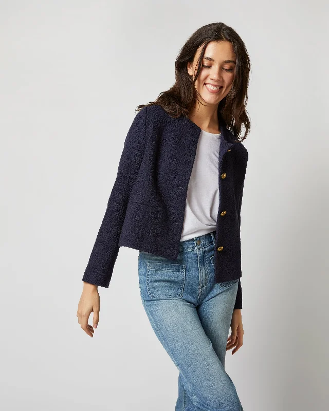 Megan Cardigan Jacket in Navy Bouclé Tweed