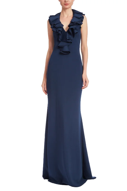 Badgley Mischka EG4165 Long Formal Ruffle Evening Dress