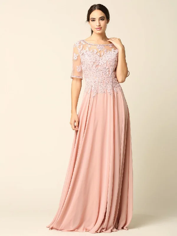 Formal Mother of the Bride Long Lace Chiffon Dress Sale