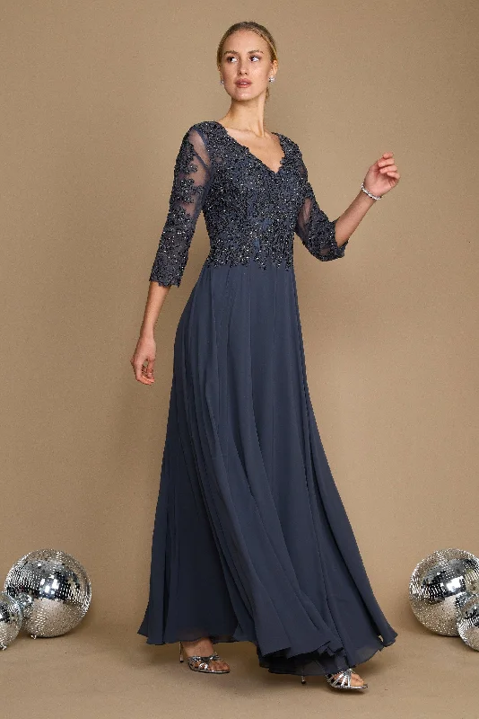 Long Formal Mother of the Bride Dress Charcoal