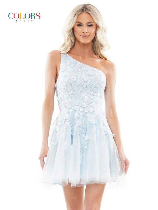 Colors 3085 Homecoming Short One Shoulder Cocktail Dress