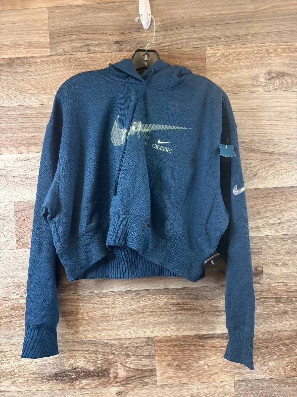 Athletic Sweatshirt Hoodie By Nike Apparel In Teal, Size: M