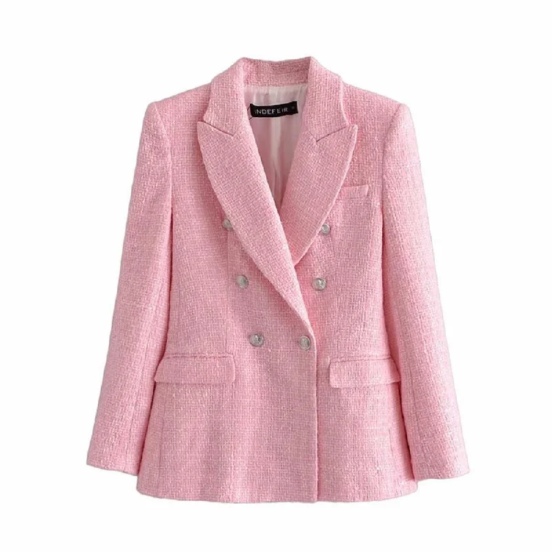 Pink Tweed Blazer For Women