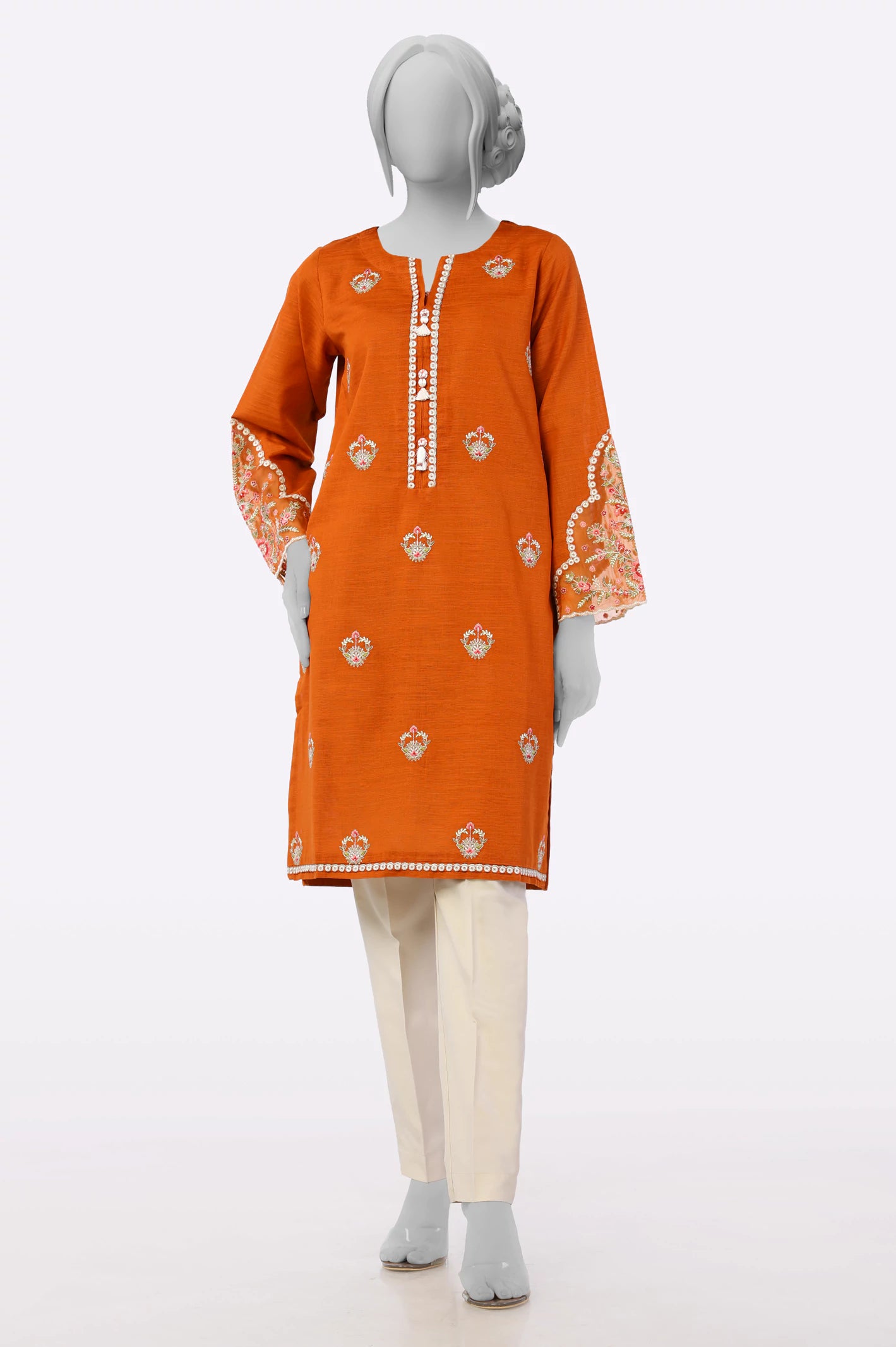 Rust Embroidered Kurti