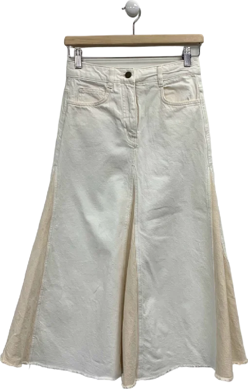 ME + EM White Contrast Cotton Wide-Leg Jeans UK 6