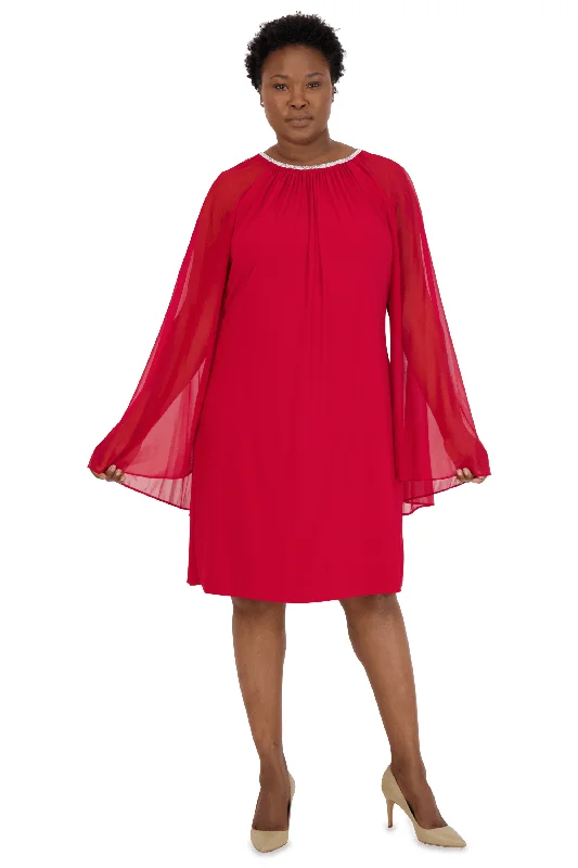 R&M Richards 2496W Short Plus Size Cape Dress Sale