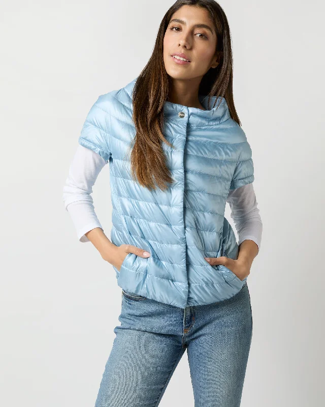 Greta Cap-Sleeve Jacket in Celeste Blue