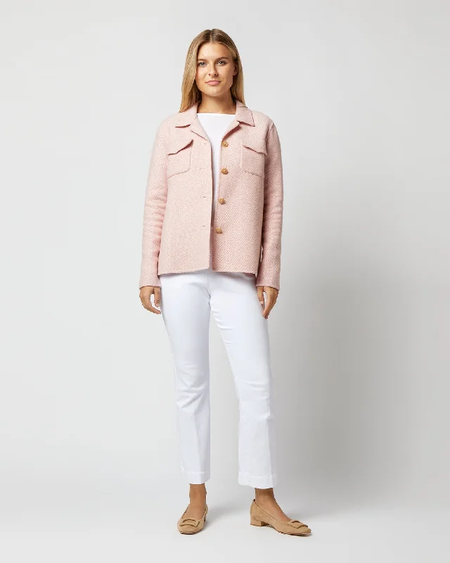 Fiona Shirt Jacket in Rose/Ivory Double-Faced Twill