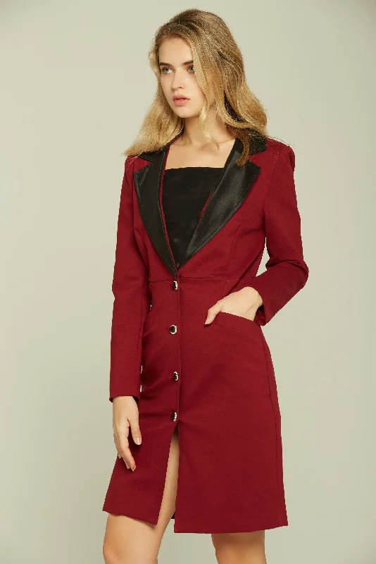 Red and Black Buttoned Royal Blazer Dress