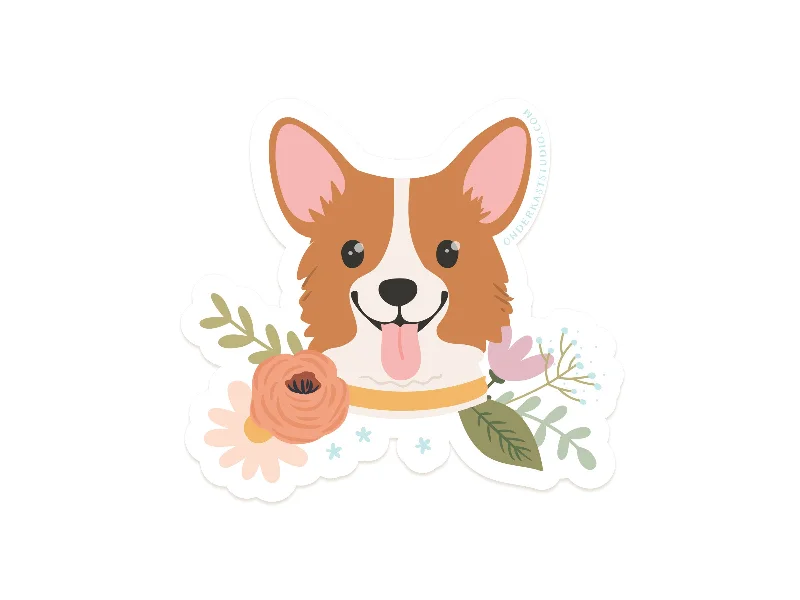 Corgi Floral Sticker