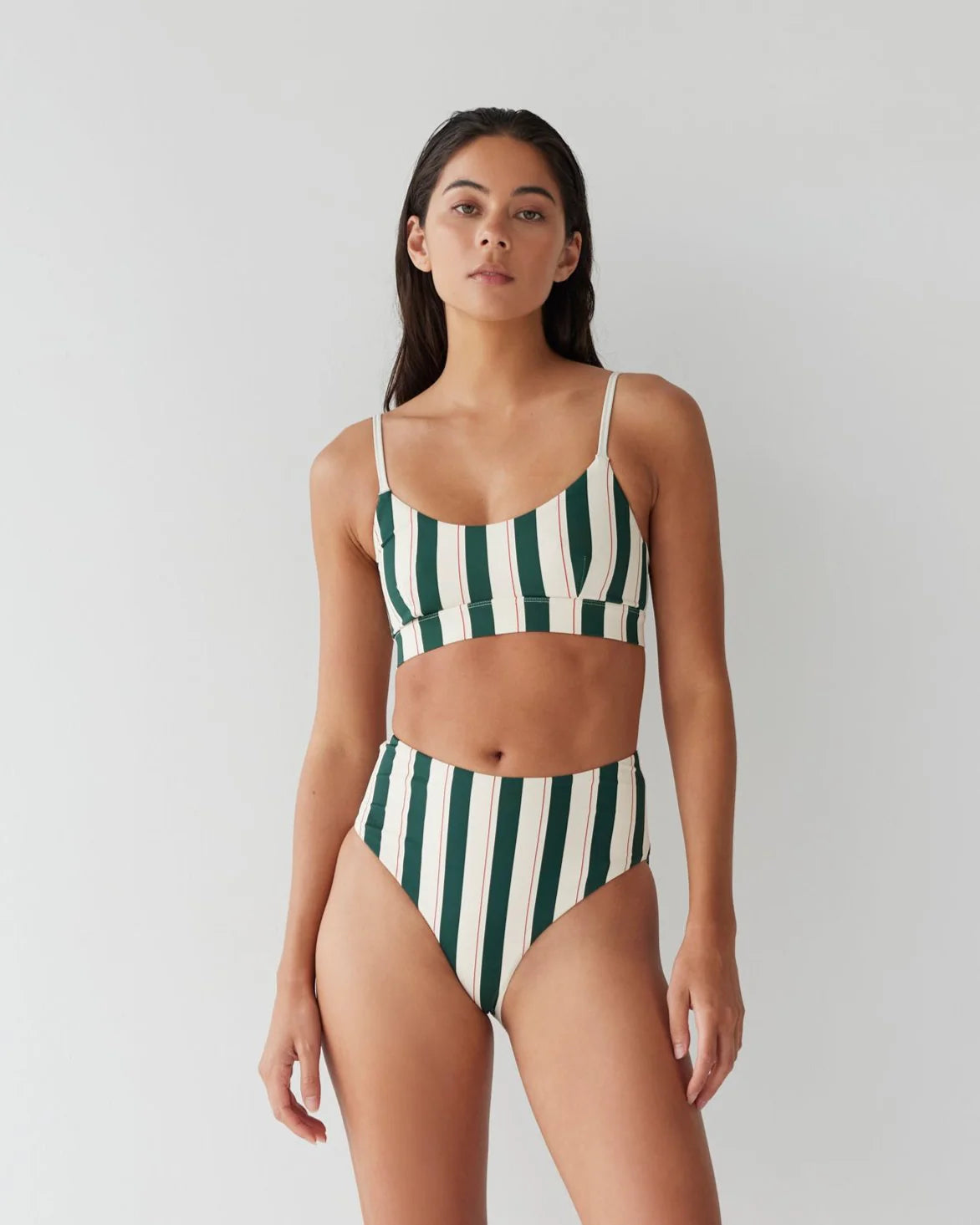 Dear Dylan High-Rise Swim Brief - Bistro Stripe