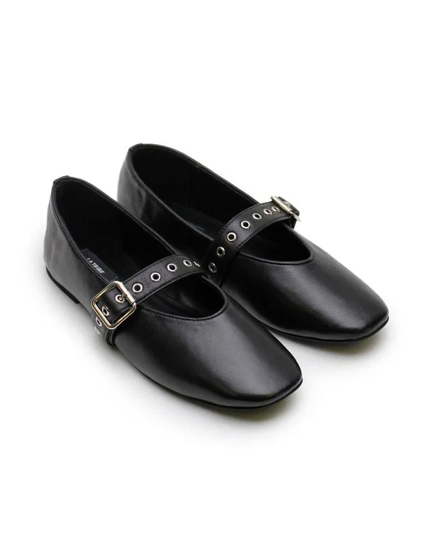 La Tribe Eilwen Ballet Flat - Black/Silver