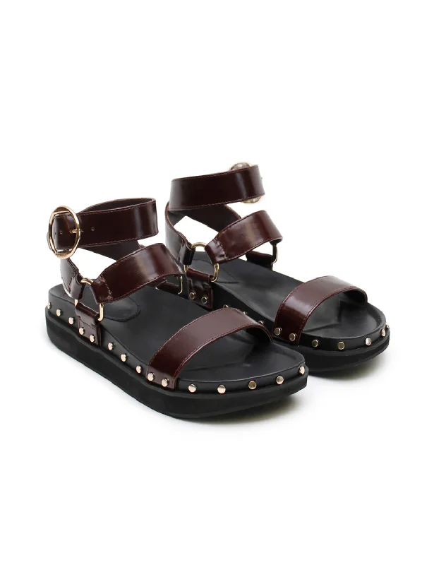 La Tribe Studded Sandal - Black Cherry