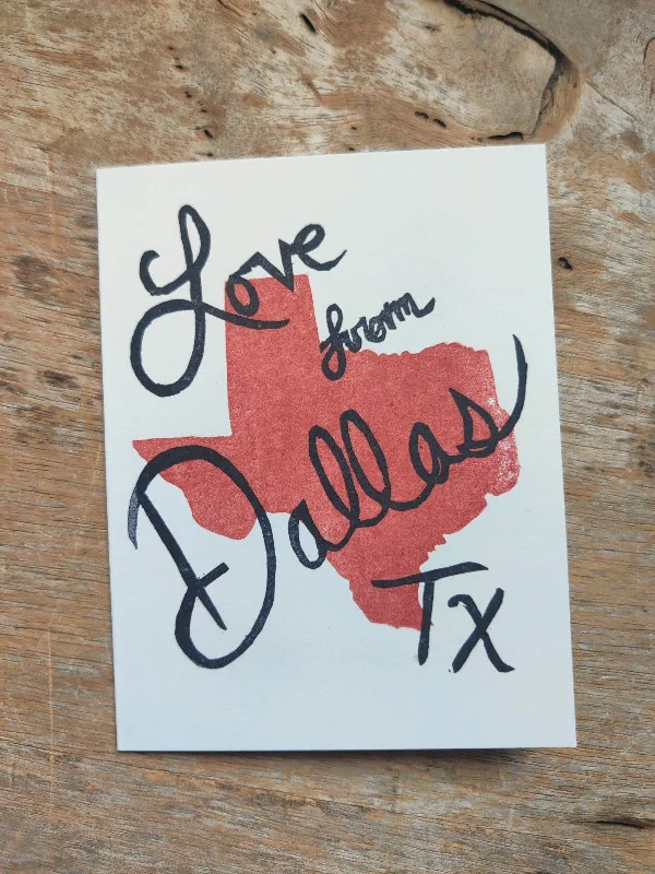 Love From Dallas, Tx Stamped Greeting Card