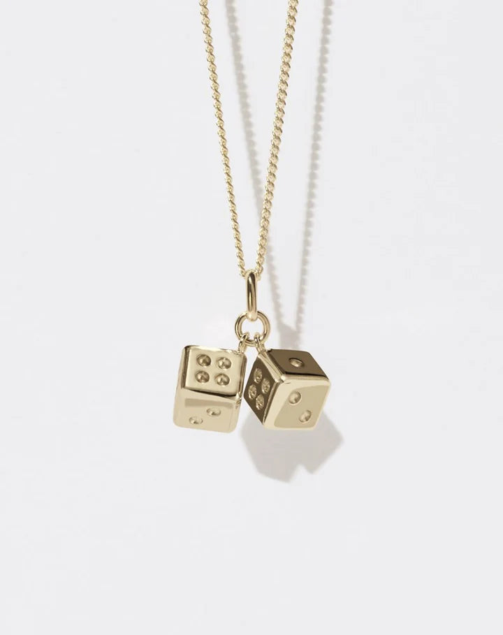 Meadowlark Dice Charm Necklace - Gold Plated