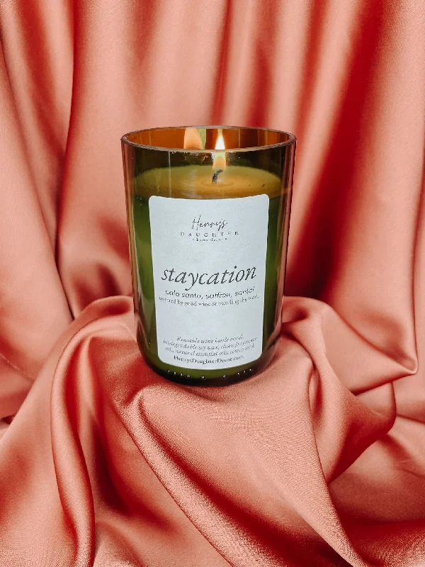 Staycation - Palo Santo and Sandalwood - Wine Bottle Soy Candle