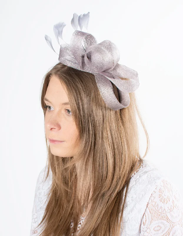 Fascinator | Feather Loop | Pale Grey