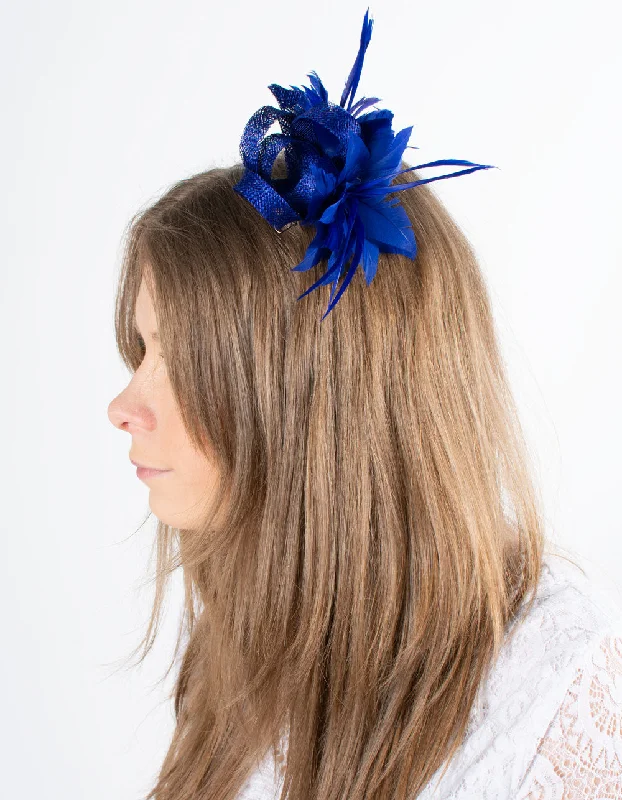 Fascinator | Small Feather Brooch | Cobalt Blue