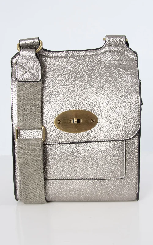 Metallic Grey Messenger Bag