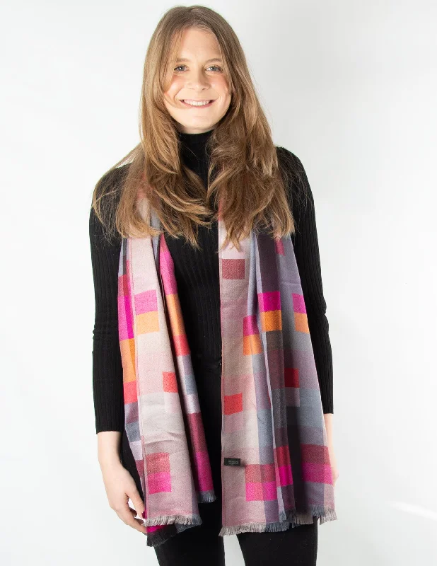 Patterned Pashmina Geometric Multicoloured Hot Pink