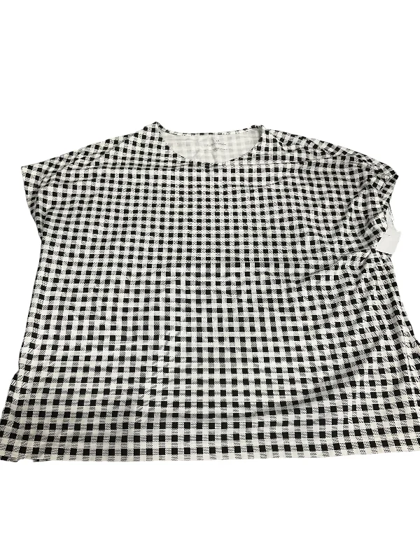 Checkered Pattern Top Short Sleeve Basic J. Jill, Size Xl