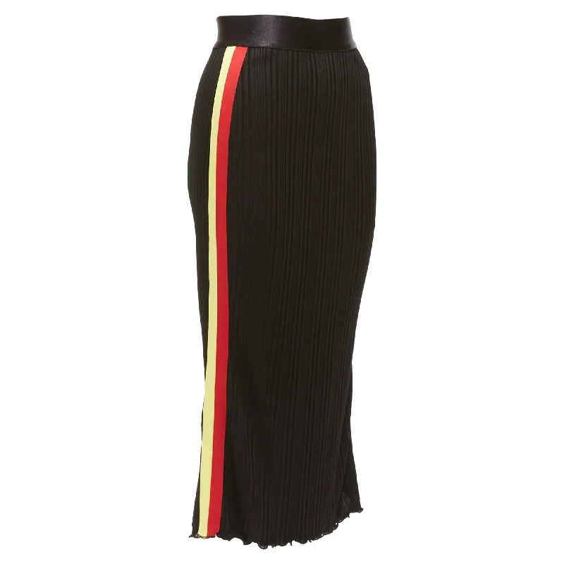 Ellery Viscose Tape Ribbed High Waist Pleated Skirt