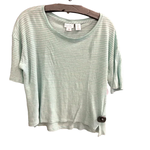 Green & White Top Short Sleeve Nicole Miller, Size M