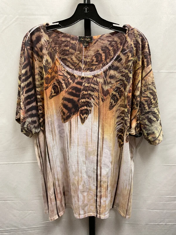 Multi-colored Top Short Sleeve Cal Style, Size Xl