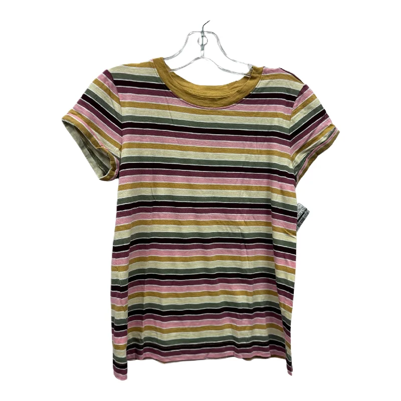 Pink & Yellow Top Short Sleeve Basic By Loft, Size: Xs