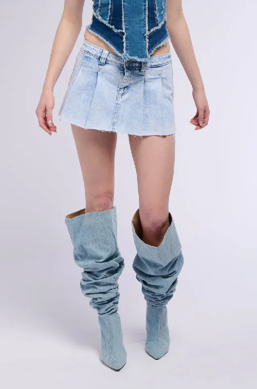 SICILY ACID WASHED DENIM MINI SKIRT