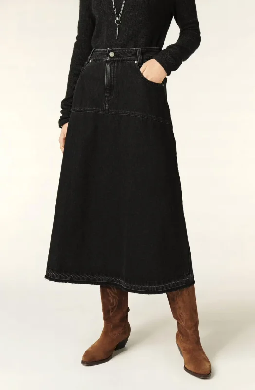 Volentia Denim Midi Skirt In Black